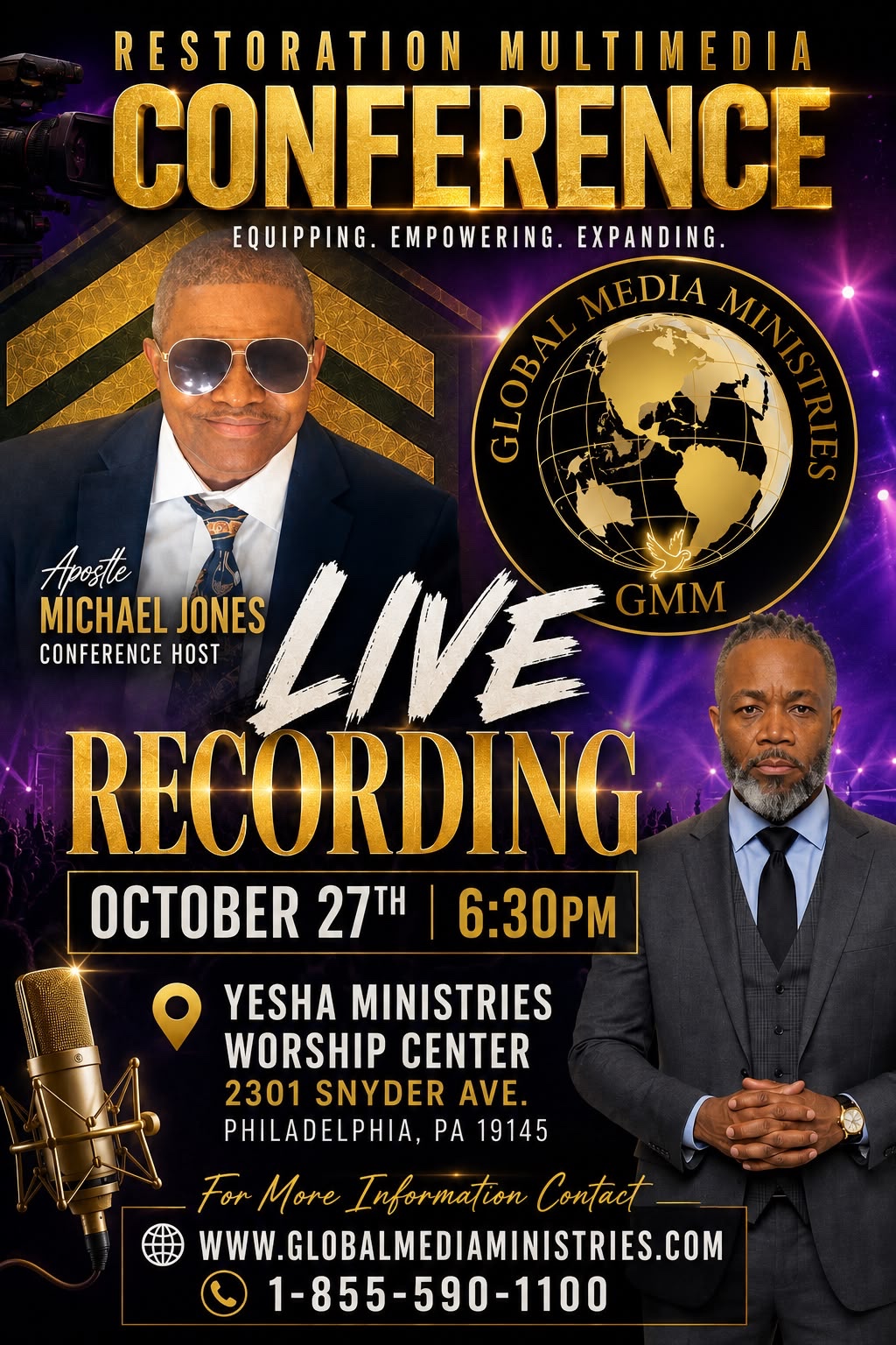 Restoration Multimedia Conference live recording event flyer for October 27 at 6:30 PM